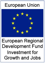 European Union flag with twelve stars, labeled "European Regional Development Fund Investment for Growth and Jobs.