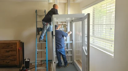 Pollock 25 Series residential home lift removal and disposal service in a UK domestic property.